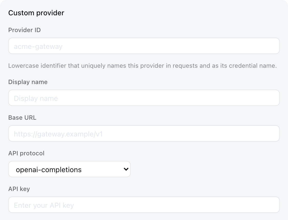 The custom model-provider form in the DeepSeek Harness Web UI
